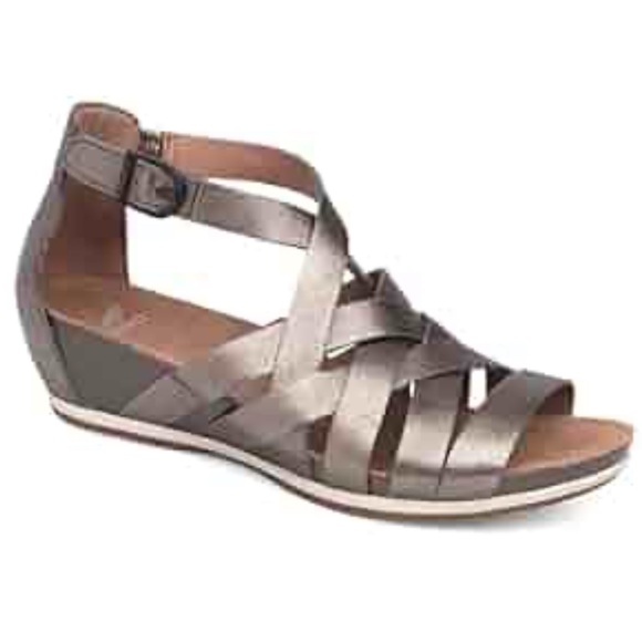 Dansko Vivian Leather Sandal Metallic Pewter Women's Size 10.5- 11 US / 41 EU - Picture 1 of 11